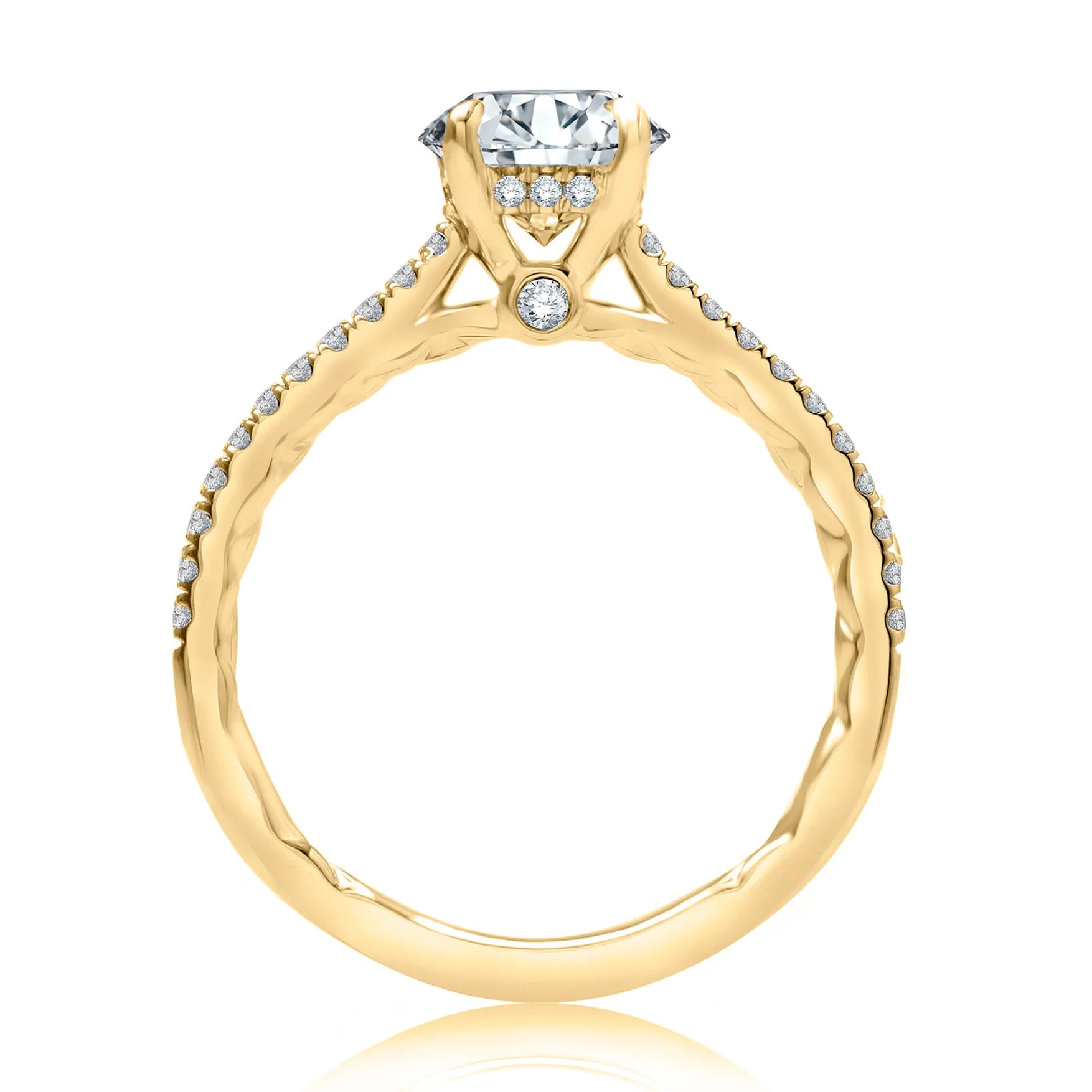 Quilted Hidden Halo Engagement Ring - Image 3