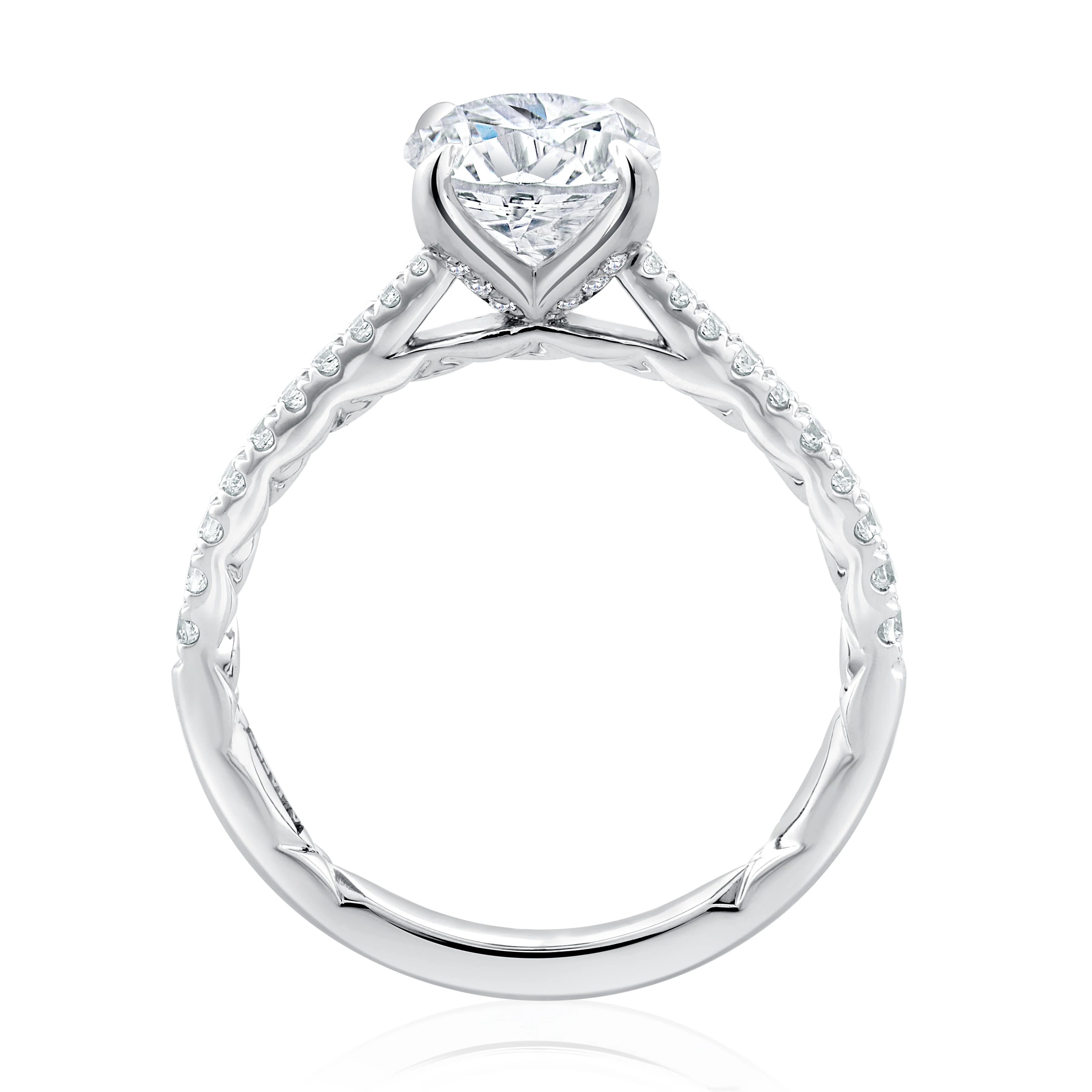 Quilted Hidden Halo Engagement Ring - Image 3