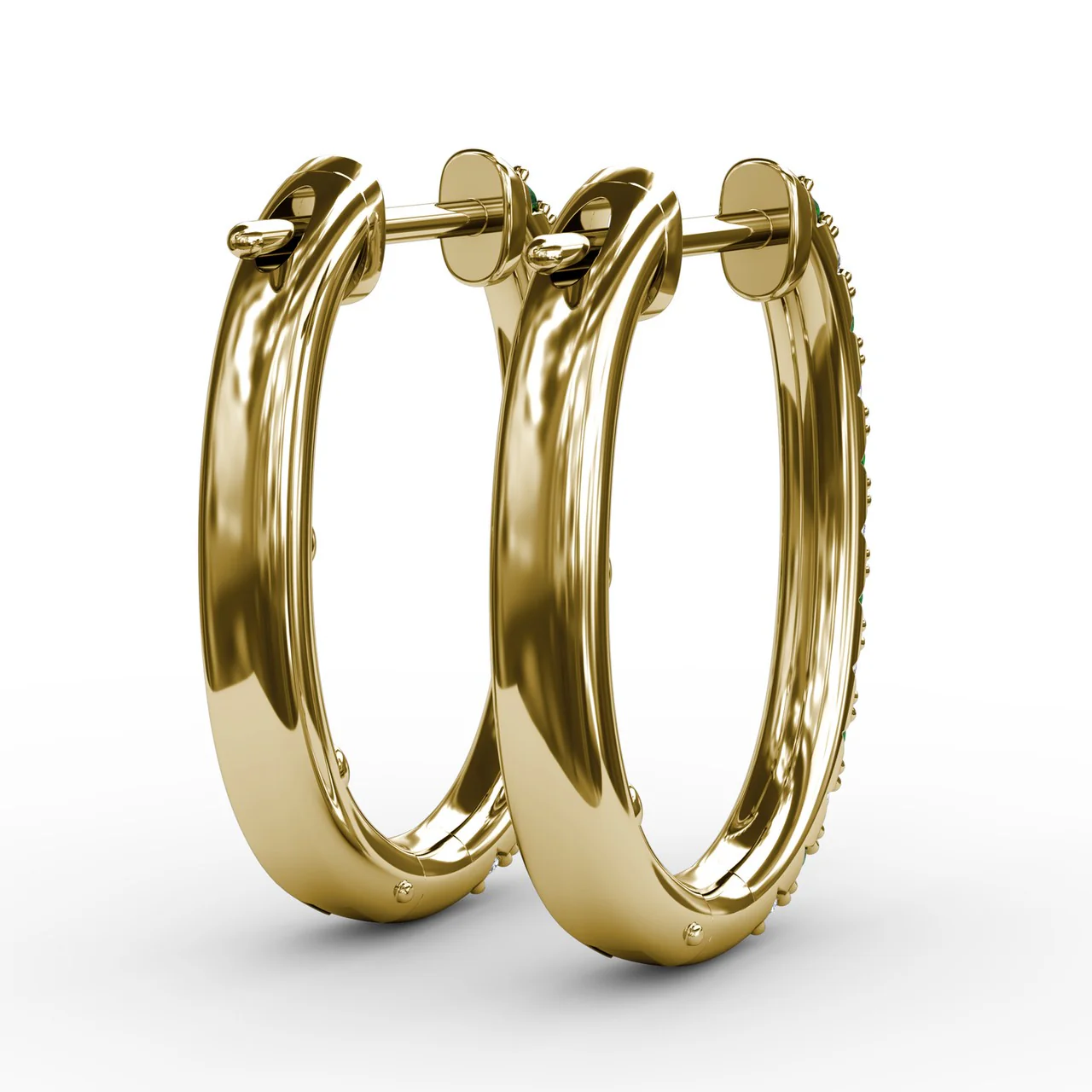 Emerald & Diamond Hoop Earrings - Image 7