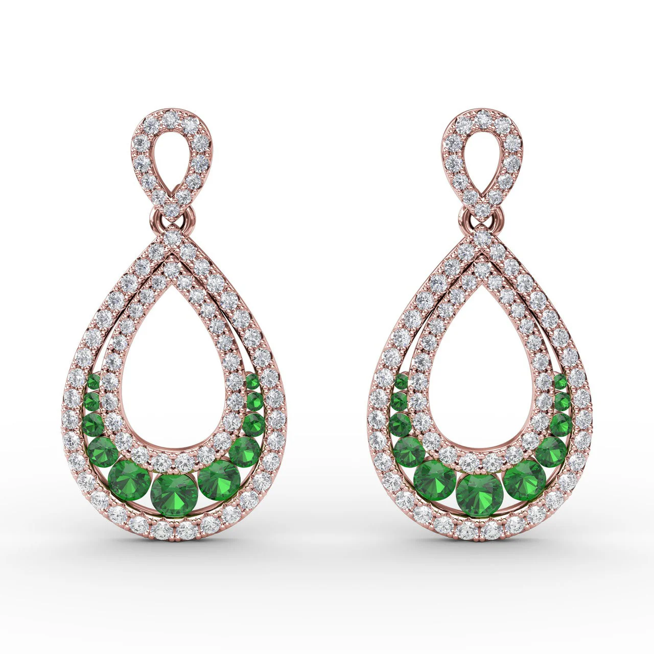 Emerald & Diamond Drop Earrings - Image 3
