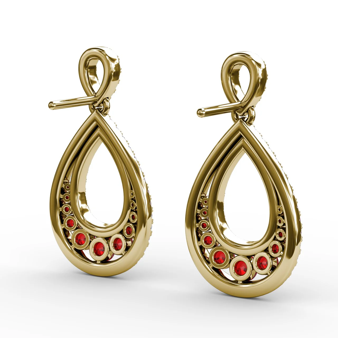 Ruby & Diamond Drop Earrings - Image 6