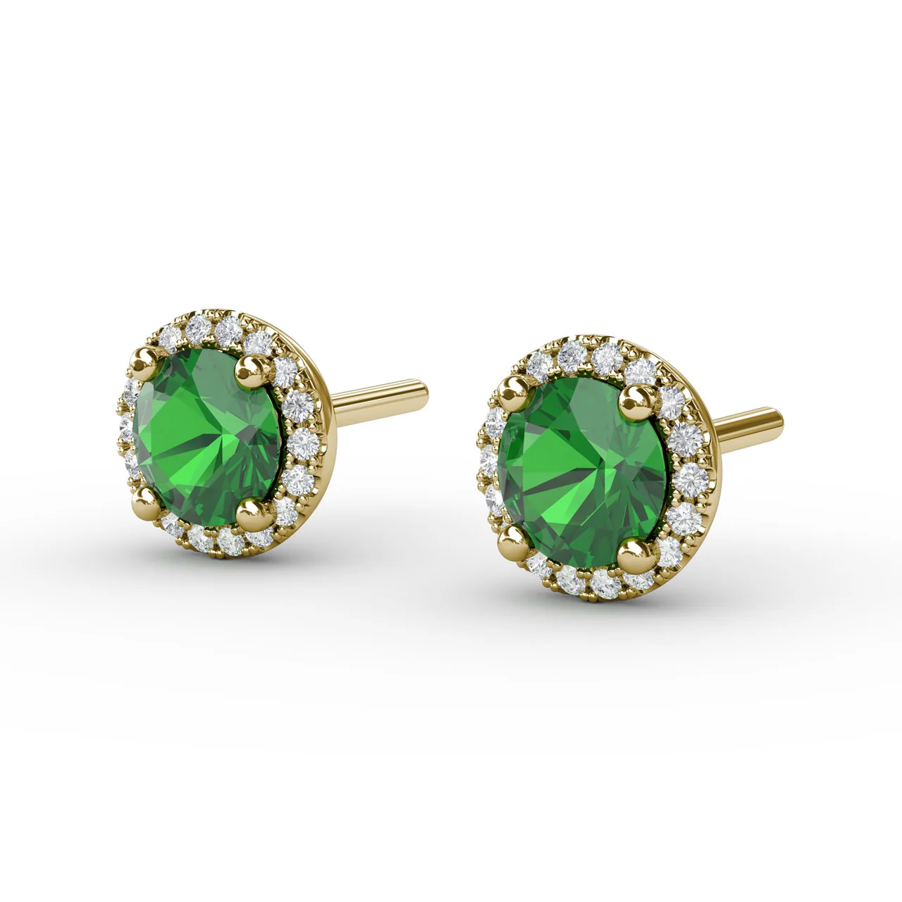 Emerald & Diamond Halo Stud Earrings - Image 6