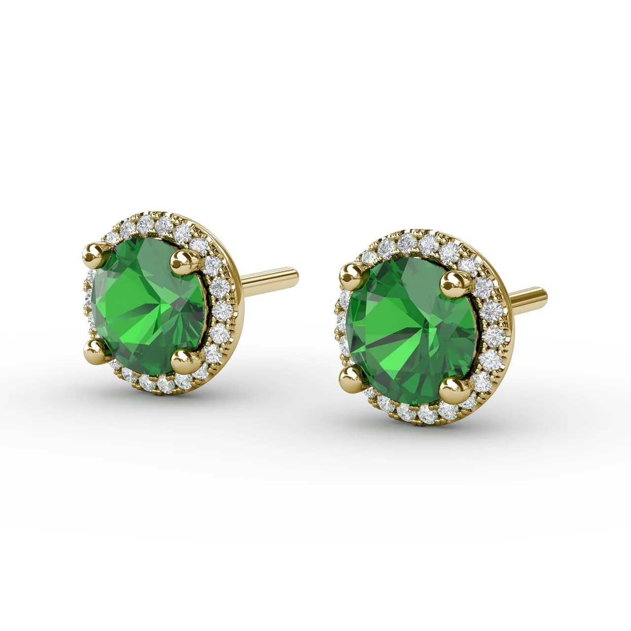 Emerald & Diamond Halo Stud Earrings - Image 6