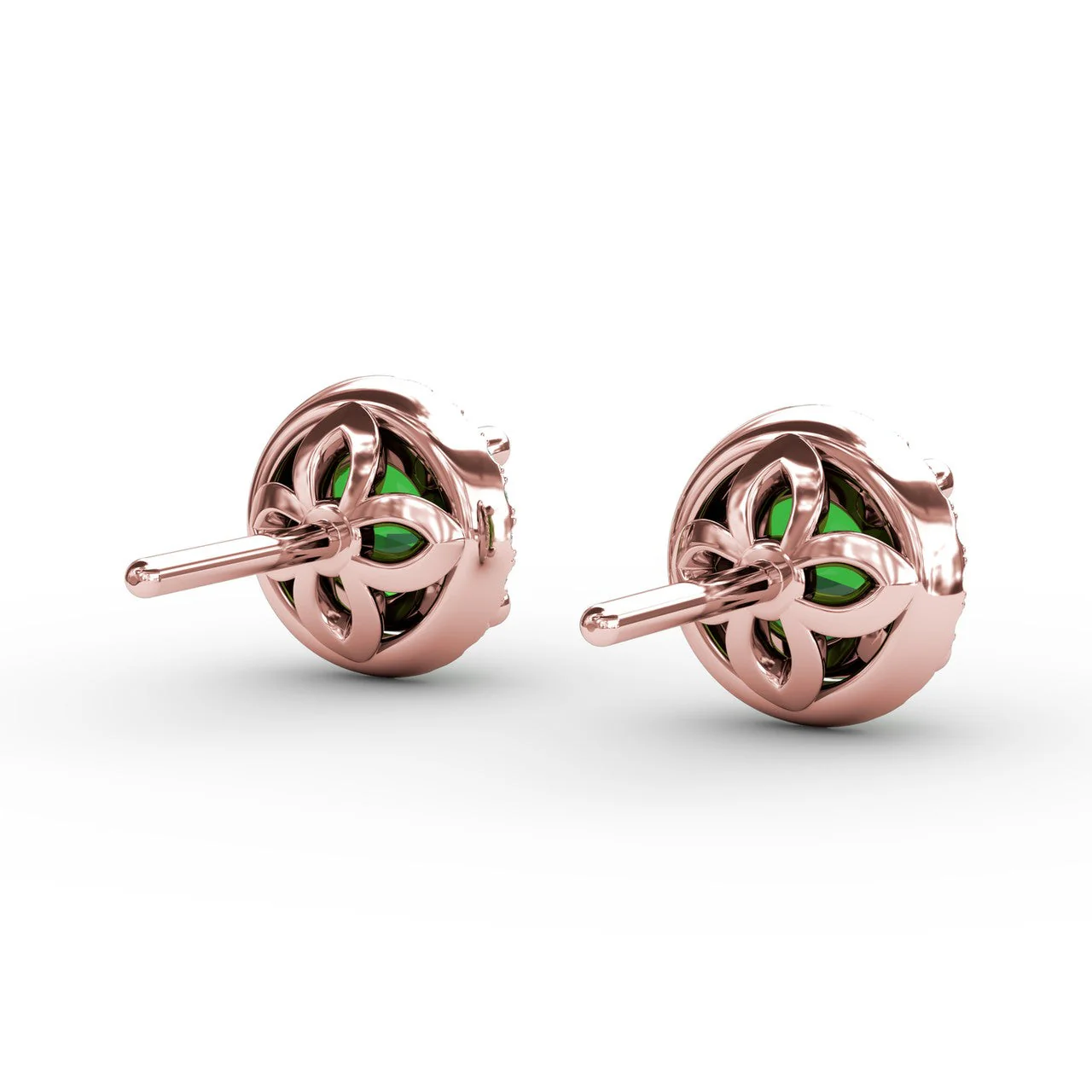Emerald & Diamond Halo Stud Earrings - Image 9