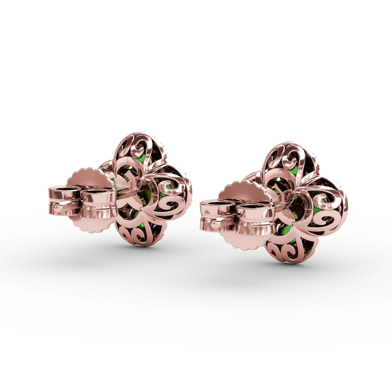 Emerald & Diamond Cluster Stud Earrings - Image 9