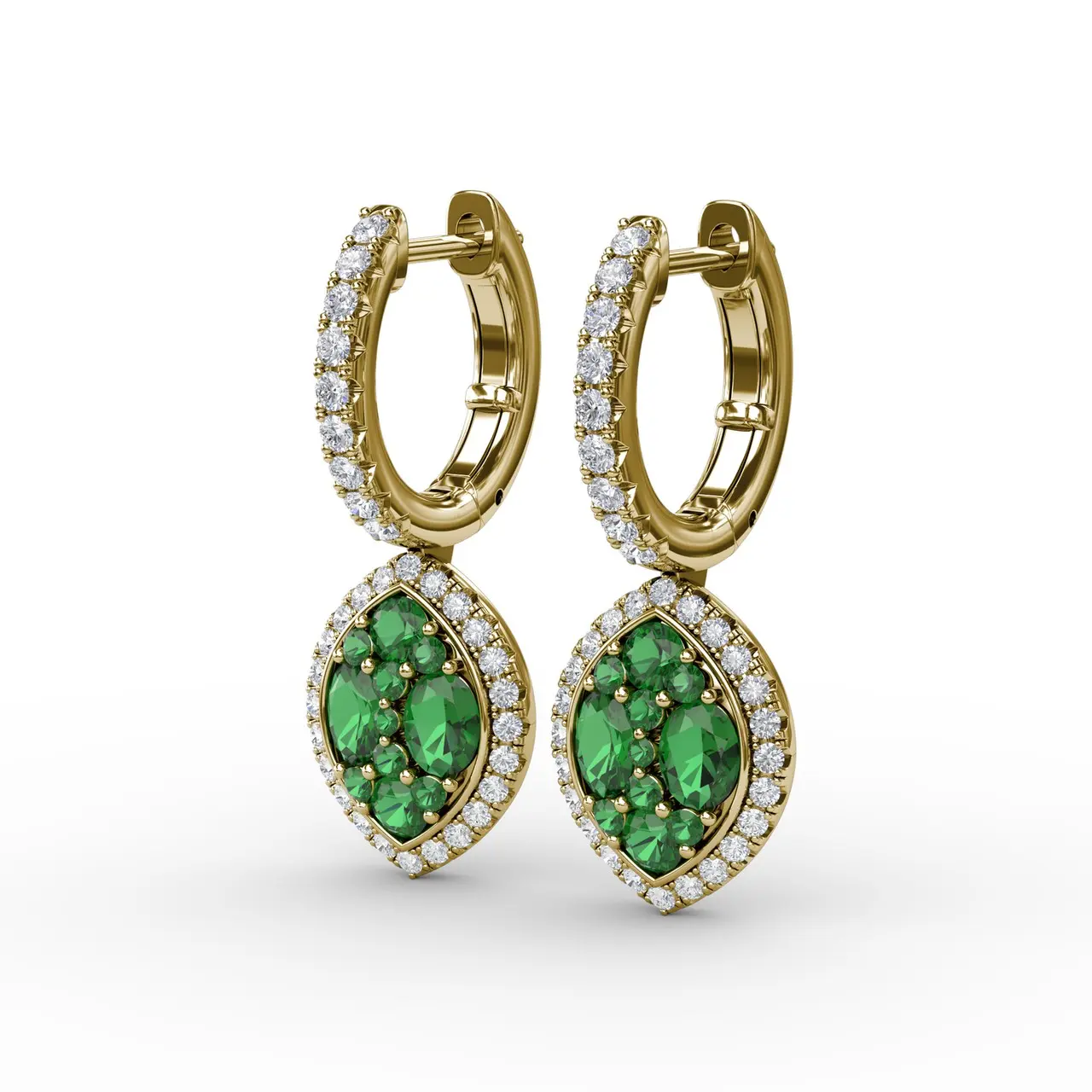 Emerald & Diamond Dangle Earrings - Image 6