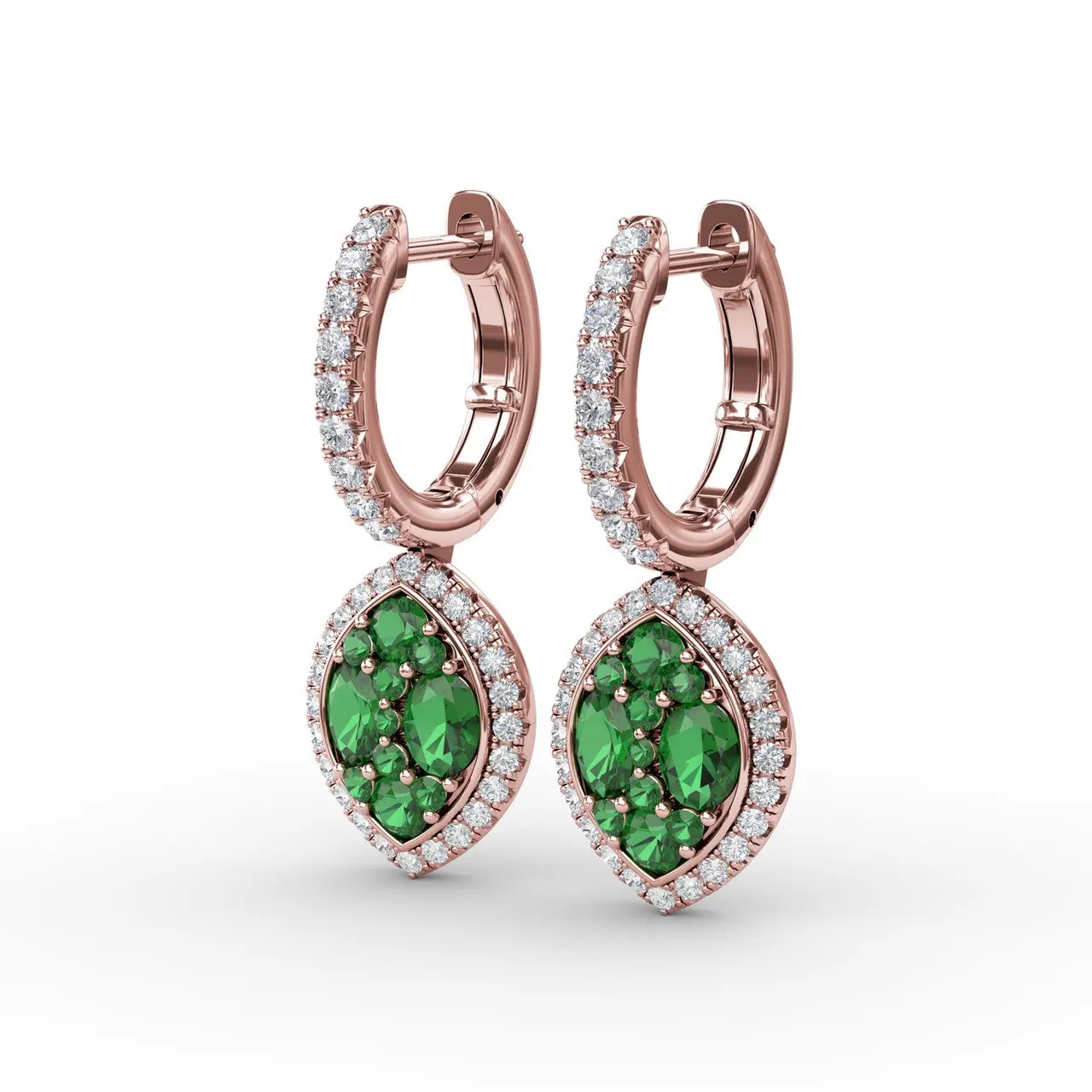 Emerald & Diamond Dangle Earrings - Image 8