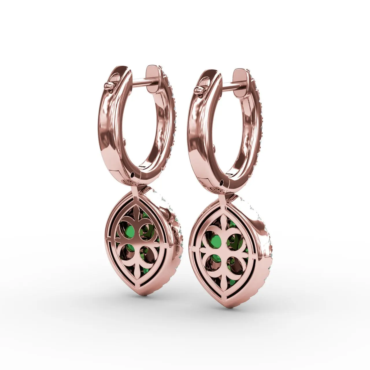 Emerald & Diamond Dangle Earrings - Image 9