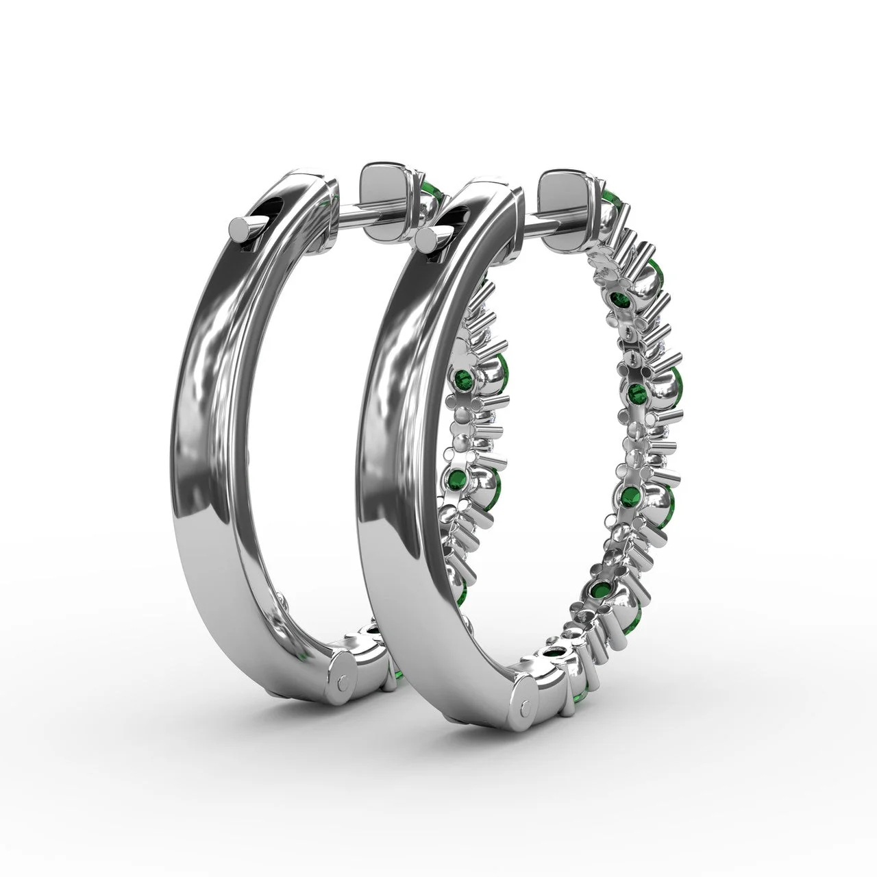 Emerald & Diamond Hoop Earrings - Image 5