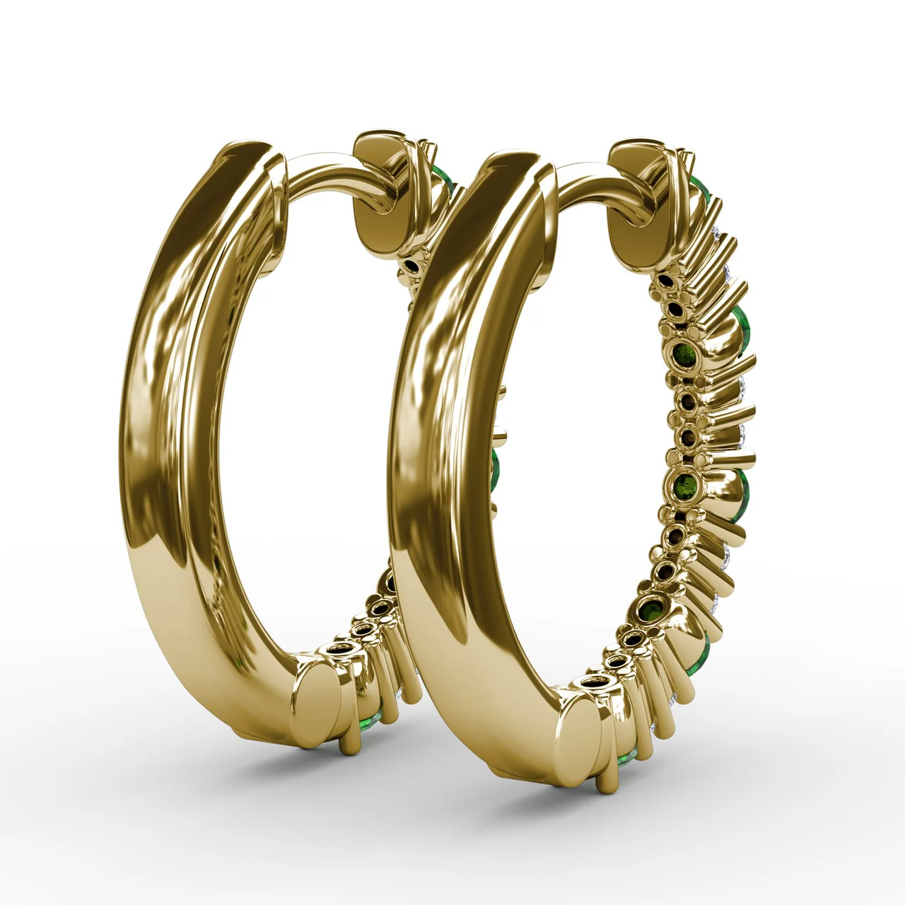 Emerald & Diamond Hoop Earrings - Image 7